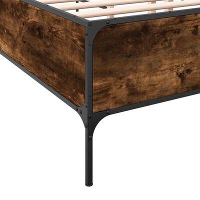 vidaXL Bed Frame without Mattress Smoked Oak 120x190 cm Small Double