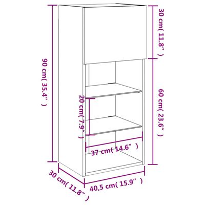 vidaXL TV Cabinet with LED Lights Smoked Oak 40.5x30x90 cm