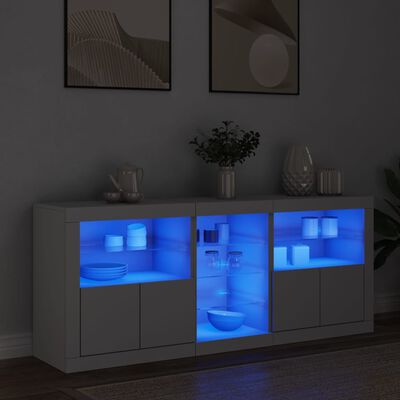 vidaXL Sideboard with LED Lights White 162x37x67 cm