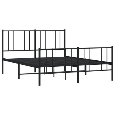 vidaXL Metal Bed Frame without Mattress with Footboard Black 140x190 cm