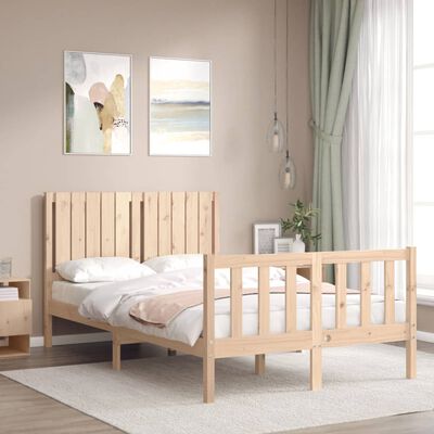 vidaXL Bed Frame without Mattress Small Double Solid Wood Pine