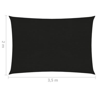 vidaXL Sunshade Sail 160 g/m² Black 2x3.5 m HDPE