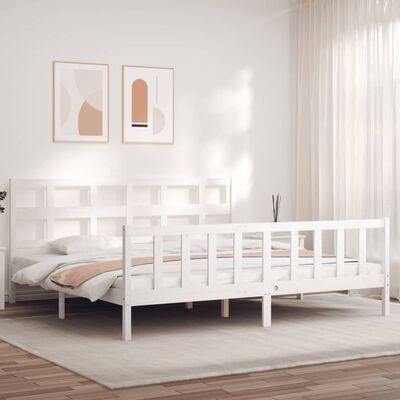 vidaXL Bed Frame without Mattress White 200x200 cm Solid Wood Pine