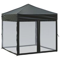 vidaXL Folding Party Tent with Sidewalls Black 2x2 m