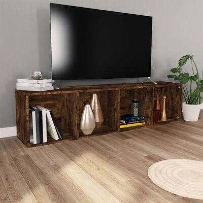 vidaXL Book Cabinet/TV Cabinet Smoked Oak 36x30x143 cm Engineered Wood