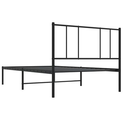 vidaXL Metal Bed Frame without Mattress with Headboard Black 100x200 cm