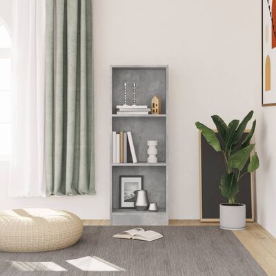 vidaXL 3-Tier Book Cabinet Concrete Grey 40x24x109 cm Engineered Wood