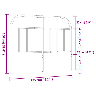 vidaXL Metal Headboard White 120 cm