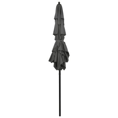 vidaXL 3-Tier Garden Parasol with Aluminium Pole Anthracite 2x2 m