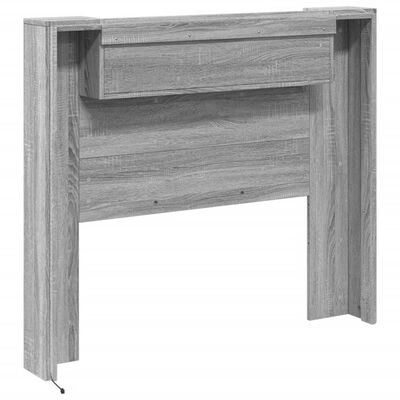 vidaXL Headboard Cabinet with LED Grey Sonoma 120x16.5x103.5 cm