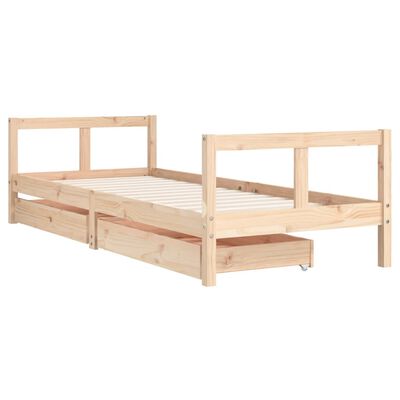 vidaXL Kids Bed Frame with Drawers 80x200 cm Solid Wood Pine