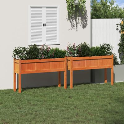 vidaXL Garden Planters 2 pcs with Legs Wax Brown Solid Wood Pine