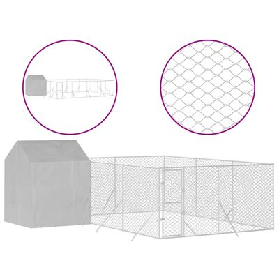 vidaXL Outdoor Dog Kennel with Roof Silver 6x6x2.5 m Galvanised Steel