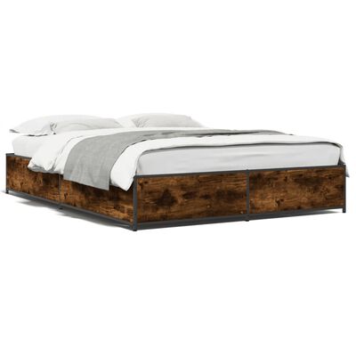 vidaXL Bed Frame without Mattress Smoked Oak 140x190 cm