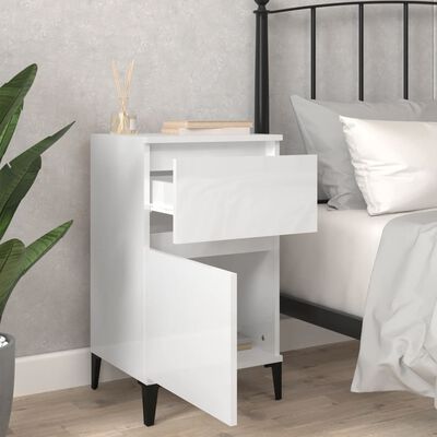 vidaXL Bedside Cabinets 2 pcs High Gloss White 40x35x70 cm