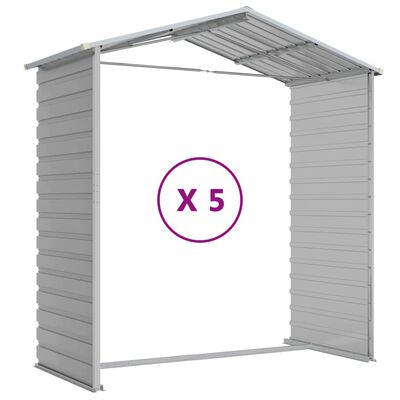 vidaXL Garden Shed Light Grey 191x470x198 cm Galvanised Steel