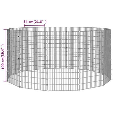 vidaXL Free Range Animal Enclosure 12-Panel 54x100 cm Galvanised Iron