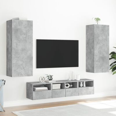 vidaXL 5 Piece TV Wall Units Concrete Grey Engineered Wood