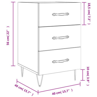 vidaXL Bedside Cabinet Black 40x40x66 cm Engineered Wood