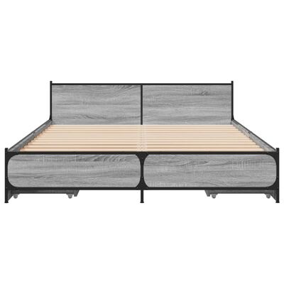 vidaXL Bed Frame with Drawers without Mattress Grey Sonoma 150x200 cm King Size