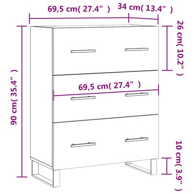 vidaXL Sideboard Grey Sonoma 69.5x34x90 cm Engineered Wood