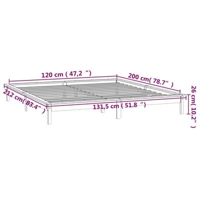 vidaXL LED Bed Frame without Mattress Grey 120x200 cm Solid Wood