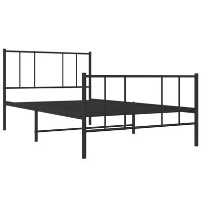 vidaXL Metal Bed Frame without Mattress with Footboard Black 75x190 cm Small Single