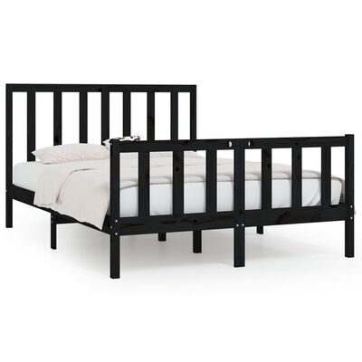 vidaXL Bed Frame without Mattress Black 160x200 cm Solid Wood