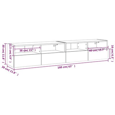 vidaXL TV Wall Cabinets 2 pcs Concrete Grey 80x30x30 cm Engineered Wood