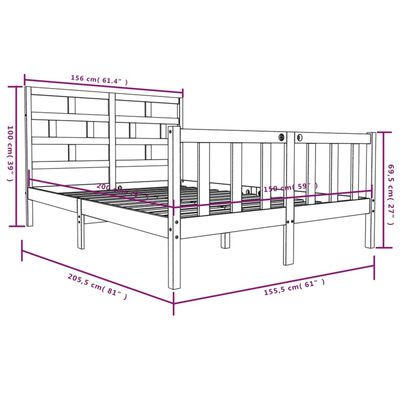 vidaXL Bed Frame without Mattress White Solid Wood Pine King Size