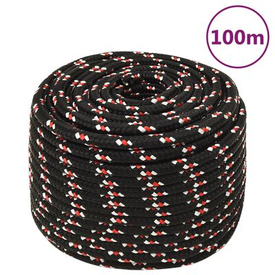 vidaXL Boat Rope Black 14 mm 100 m Polypropylene