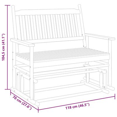 vidaXL Glider Bench White 118x70x104.5 cm Solid Wood Poplar