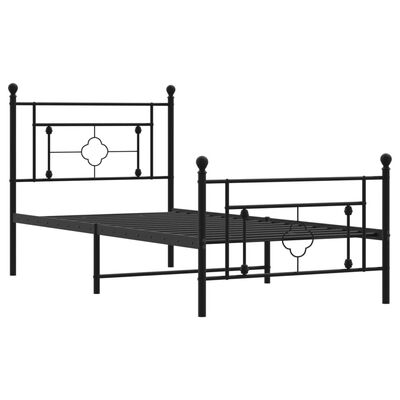 vidaXL Metal Bed Frame without Mattress with Footboard Black 100x200 cm