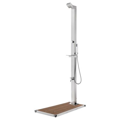 vidaXL Garden Shower with Brown Base 225 cm Stainless Steel