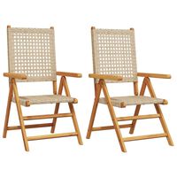 vidaXL Garden Chairs 2 pcs Beige Solid Wood Acacia and Poly Rattan