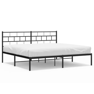 vidaXL Metal Bed Frame without Mattress with Headboard Black 183x213 cm