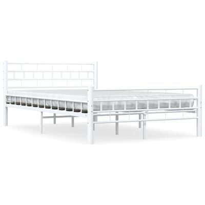 vidaXL Bed Frame White Metal 140x200 cm