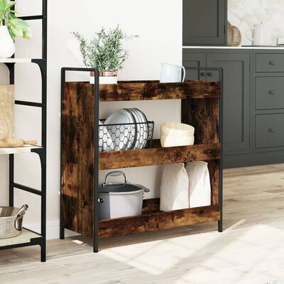 vidaXL Kitchen Trolley Smoked Oak 70x30x82 cm Engineered Wood