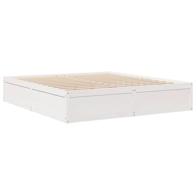 vidaXL Bed Frame without Mattress White 180x200 cm Super King Solid Wood Pine