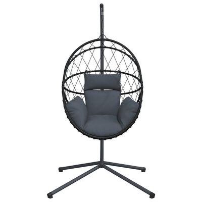 vidaXL Hanging Egg Chair with Stand Anthracite Rattan and Steel