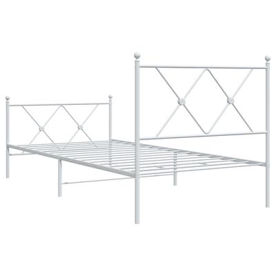 vidaXL Metal Bed Frame without Mattress with Footboard White 90x200 cm