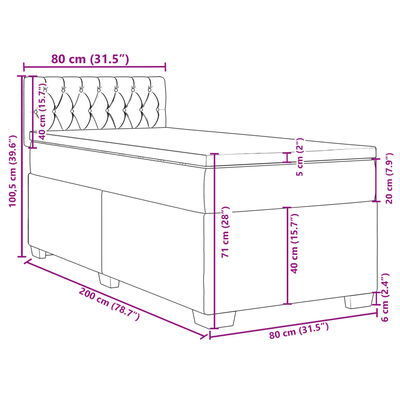 vidaXL Box Spring Bed with Mattress Dark Grey 80x200 cm Velvet