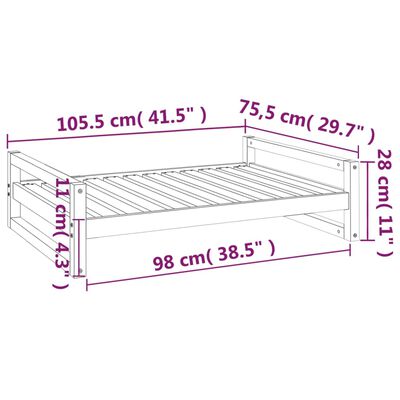 vidaXL Dog Bed Honey Brown 105.5x75.5x28 cm Solid Pine Wood