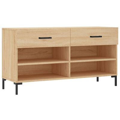 vidaXL Shoe Bench Sonoma Oak 102x35x55 cm Engineered Wood