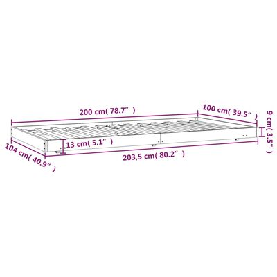 vidaXL Bed Frame without Mattress Black 100x200 cm Solid Wood Pine