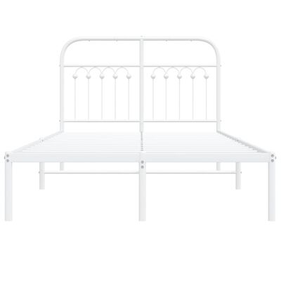 vidaXL Metal Bed Frame without Mattress with Headboard White 120x190 cm Small Double