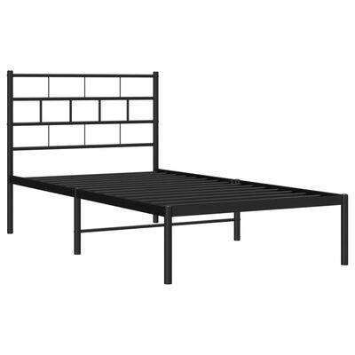 vidaXL Metal Bed Frame without Mattress with Headboard Black 90x200 cm