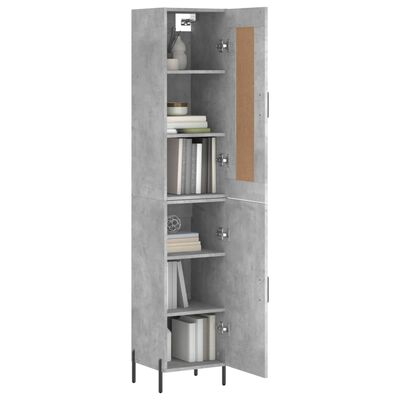 vidaXL Highboard Concrete Grey 34.5x34x180 cm Engineered Wood