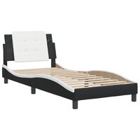 vidaXL Bed Frame with Headboard Black and White 80x200 cm Faux Leather