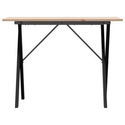 vidaXL Dining Table X-Frame 100x50x75 cm Solid Wood Pine and Cast Iron